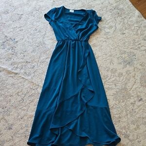 Elegant Teal Wrap Dress